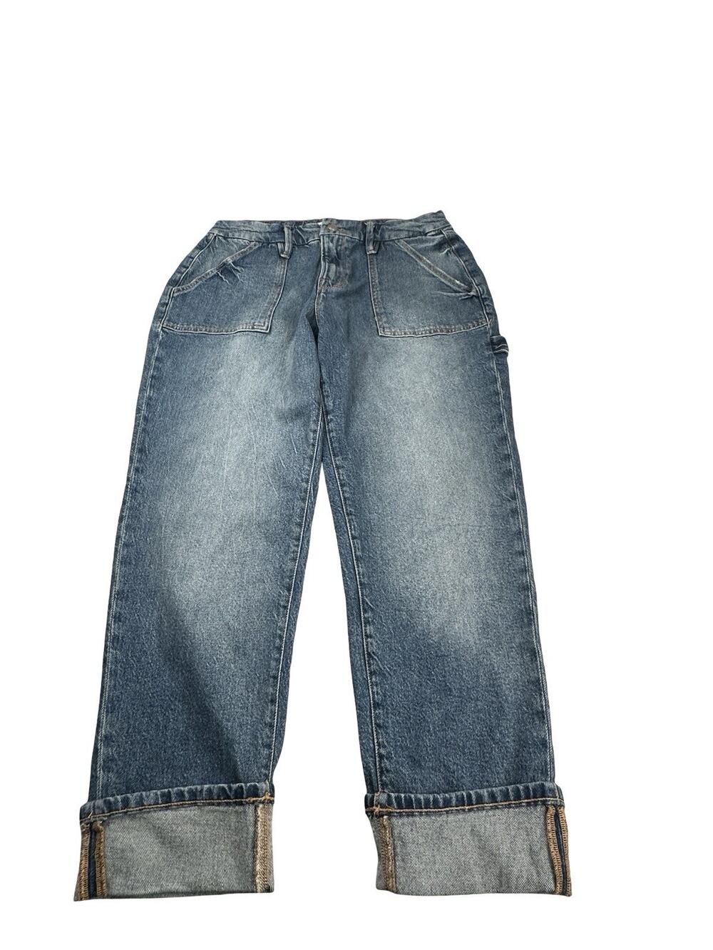 Good American Weekender Petite Jeans 8/29 High Rise Slim Straight Cuffed 26”